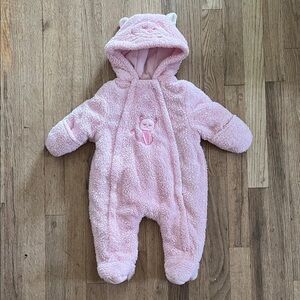Okie Dokie Girls Pink Sherpa Baby Footie Snowsuit 6 months